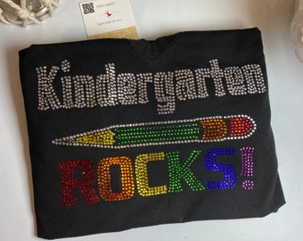 Bling Kindergarten Rocks Shirt | Teacher Gifts | Teacher TShirts | Bling Teacher T Shirts