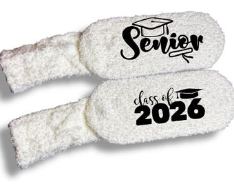 Personalized Custom Senior Class of 2026 Fuzzy Socks Customized Graduation Gift Idea Soft High School Senior Gift Teens College graduation