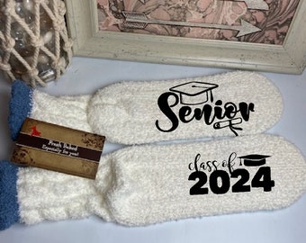Fuzzy Class of 2024 Socks | Graduation gift | Class of 24 gift | Gift for the graduate | Class of 2024 Gift | 2024 Graduate | Senior Gift