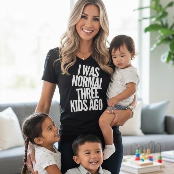 Funny Mom Shirt Tired Mom Life Tshirt Parent Humor Sarcastic Gift Exhausted Parent Multiple Kids Custom Number Triblend Normal Shirt