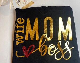 Mom Boss Shirt | gift for Mother’s Day | Personalized Gift for Mama | birthday gift for Mom | Mothers Day Gift | Wife Present
