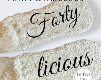Personalized Fortylicious Fuzzy Socks for Women Custom Fun 40th Birthday Gift Idea Customized Party Favor Socks forty fabulous gift