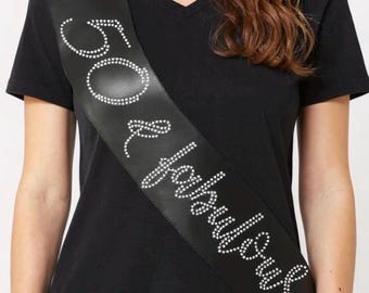 Personalized 50 Sash Custom Rhinestone Birthday Accessory Sparkly Party Celebration Decoration Bling Milestone Gift Idea Customized Present
