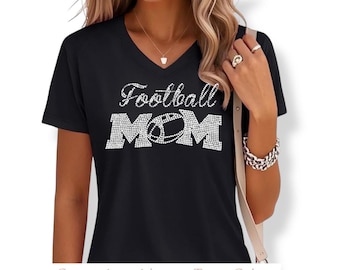 Personalized football mom shirt custom team colors rhinestone embellished tee customized bling gift idea for proud sports moms
