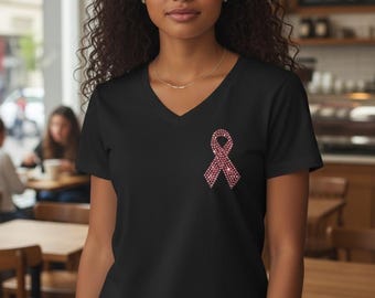 Breast Cancer Ribbon Custom Bling Rhinestone Shirt Women's Breast Cancer Shirts Cancer Sucks TShirts Breast Cancer Awareness T Shirts