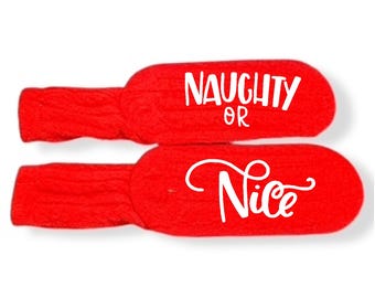 personalized naughty or nice fuzzy socks christmas gift custom cozy holiday socks customized gift idea for her funny xmas gift for friend