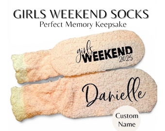 Custom Girls Weekend Socks Cozy Bachelorette Party Gift Bridesmaid Proposal Matching Girls Trip Favor Personalized Girls trip gift idea