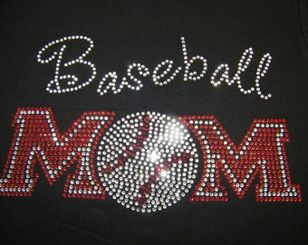 Bling Baseball Mom Custom Rhinestone Shirt  | Baseball Shirts | Bling Baseball Mom TShirts | Baseball Mom