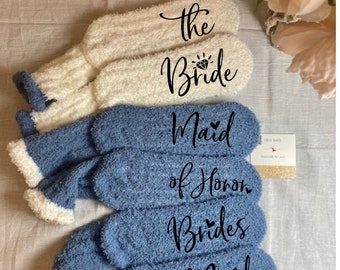 Fuzzy Bridal Party Socks | Bride to Be Socks | Maid of Honor Gift | Bridesmaid Socks | Bridesmaids Gift | Bridal Party Proposal