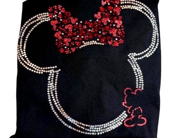 Custom rhinestone Mouse shirt personalized glitter Magical tee cute Family vacation top customized gift idea Land family trip