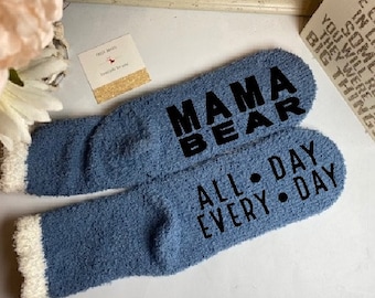 Mama Bear fuzzy socks | Mother’s Day gift  | gift for mom | mothers day gift | mom gift | birthday gift | 50th birthday gift