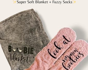 Breast Surgery Socks Comfort Healing Fuzzy Boob Implant Celebration Gift Idea Her Custom Surgery Breast Cancer Ribbon Funny Hospital Present