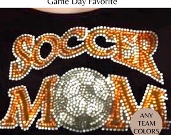 Custom Soccer Mom Shirt with Rhinestones Personalized Team Colors Sparkly Game Day Tee Bling Sports Mom Shirt Gift for Soccer Moms