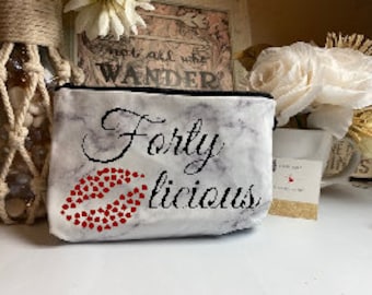 FortyLicious Makeup bag | 40th birthday gift for women | 40 & Fabulous gift | 40th birthday ideas