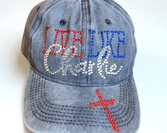 Custom Live Like Charlie bling hat rhinestone embellished cap customized team Charlie supporter gift idea PROFIT donated to TPUSA