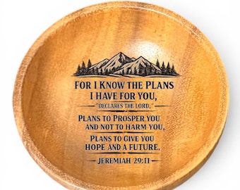Custom Fathers Day Gift for Dad Personalized Wood Bowl Christian Bible Verse Engraved Acacia Groom Gift Day of Keepsake Wedding Religious