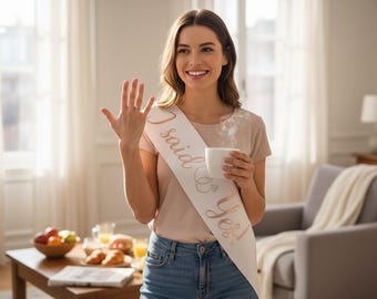 Custom Bride To Be Sash Glitter Bling Rings Personalized Bridal Gift I said yes sash bachelorette party sash wedding rehearsal gift idea