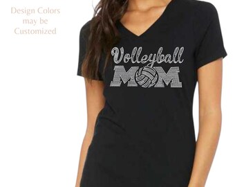 Personalized Volleyball mom Shirt with bling | bling Volleyball Mom Shirt gift | Volleyball Gifts | Volleyball Mom Tshirts