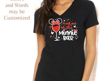 Custom Glitter Rhinestone Mouse Ears Shirt Personalized Sparkle Bow Tee Customized Girl Mouse Shirt Cute Gift Idea for Park Trip or Birthday