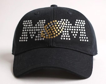 Personalized custom rhinestone bling football mom hat customized gift idea womens game day hat team spirit hat football fan accessory