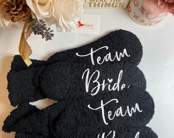 Fuzzy Team Bride Socks | Bride to Be Socks | Maid of Honor Gift | Bridesmaid Socks | Bridesmaids Gift | Bridal Party Gift