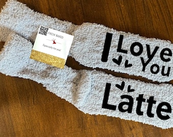 Love you Latte socks Girlfriend gift for coffee lover gift fun birthday gift Easter basket gift Easter gift Galentines Gift Easter Basket