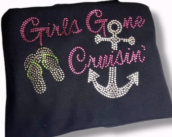 Rhinestone Cruise Hat Shirt Bundle Vacation Outfit Personalized Gift Cruise Apparel Custom Design Sparkly Accessory Travel Merchandise Group