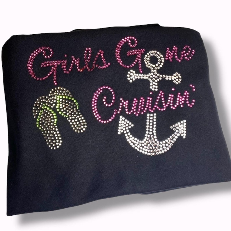 Rhinestone Cruise Hat Shirt Bundle Vacation Outfit Custom Design Travel Apparel Sparkly Accessories Personalized Gift Group Trip Matching Set Cotton Adjustable Hat Customized Shirt Fashion Cruise Wear Beach Vacation Style Summer Travel