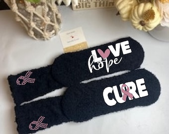 Cancer Socks | Love hope cure socks | Breast Cancer Month | Cancer awareness | Get well Gift | Cancer Gift | Breast Cancer Gift