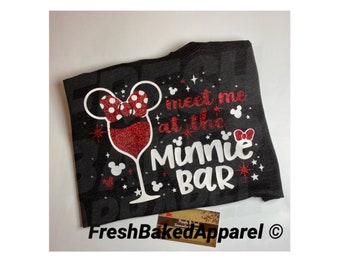 Meet me at the Minnie Bar Custom Glitter Bling Shirt | Women's Minnie Disney Shirts | Girls Disney TShirt