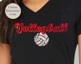 Bling Volleyball shirt Sparkly volleyball shirt game day Rhinestone Volleyball Shirts Bling Volleyball Shirts Volleyball tshirt game day Tee