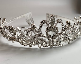 Bridal Tiara Crown for Wedding | Crystal Rhinestone Tiara | Princess Crown | Quinceañera Tiara | Pageant Crown | Prom Tiara | birthday tiara