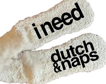 Dutch Bros Socks Coffee Lover Gift Idea Birthday Present Barista Fan Holiday Stocking Stuffer Surprise Custom Design Personalized Fuzzy Warm