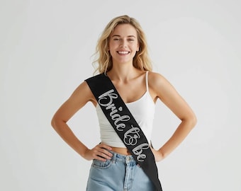 Bride Rhinestone Sash Bridal Shower Gift Idea Bachelorette Party Accessory Customized Sparkly Wedding Bling Future Mrs She Said Yes I