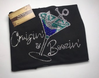 Bling boozin and Cruisin Shirt with Martini Glass | Women's Booze Cruise Shirt | Boozin and Cruisin Shirts