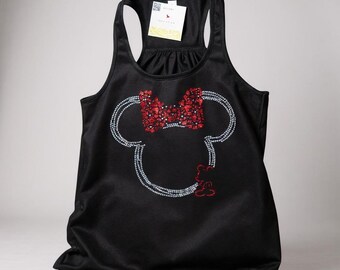Custom rhinestone Disney  shirt personalized glitter Minnie tee cute minnie vacation top customized gift idea for Disney family trip