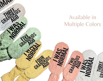 Personalized Fuzzy Socks for Grandma I Was Normal 3 Grandkids Ago Custom Funny Gift Idea Customized Socks for Mom Nana Grandma Gift