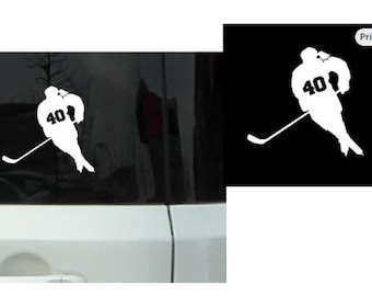 Custom Vinyl Female Hockey Sticker with Number | Vinyl Girl Hockey Decal | Girl Hockey Player