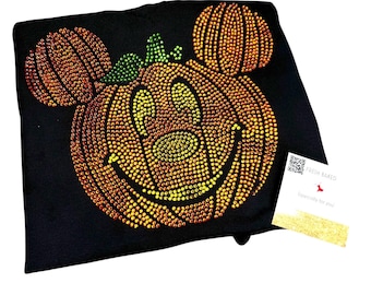 Custom Rhinestone Halloween Pumpkin Mouse Shirt Personalized Sparkle Fall Shirt Customized Gift Idea for Women Girls Halloween Outfit Tee