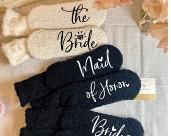 Fuzzy Bridal Party Socks | Bride to Be Socks | Maid of Honor Gift | Bridesmaid Socks | Bridesmaids Gift | Bridal Party Proposal