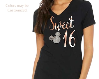 Disney Sweet 16 shirt personalized birthday girl tee custom 16th shirt customized sparkle gift idea for teen party outfit look