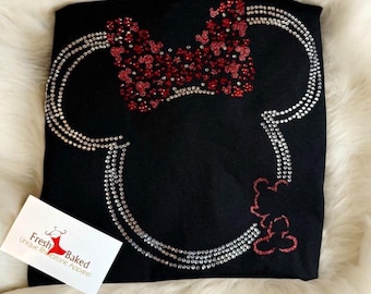 Rhinestone Glitter Mouse Shirt Womens Mouse Rhinestone Shirt Dreams come true shirt for women Glitter happiest place Rhinestone Shirt