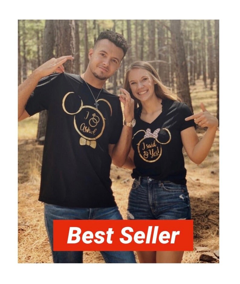 Disney Proposal Shirts I Asked Shirt I Said Yes Shirt Engagement Shirts Engagement Gift Proposal Gift Fiance Gift Etsy