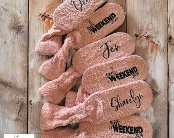Fuzzy Girls Weekend Socks Cozy Bachelorette Party Gift Bridesmaid Proposal Matching Girls Trip Favor Gift for Girls Weekend girl Trip gift