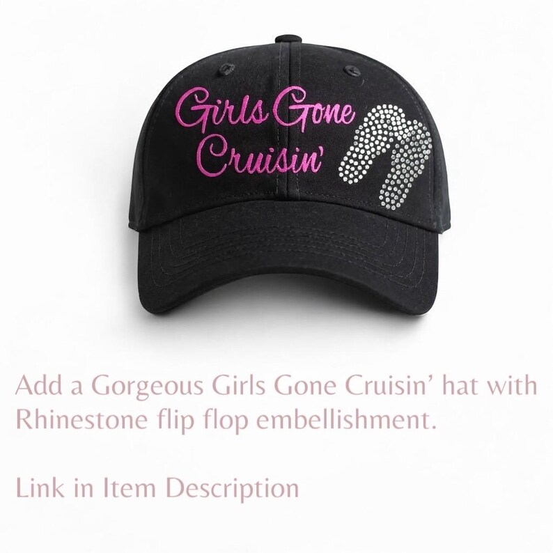 Stylish Cruise Apparel Rhinestone Hat Shirt Bundle Fashion Vacation Outfit Custom Design Travel Wear Sparkly Accessories Personalized Gift Beach Holiday Collection Summer Trip Style Group Matching Set Friend Vacation Memory Maker Quality