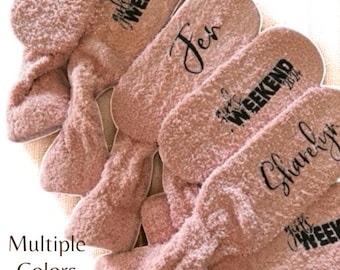 Personalized Weekend Sock Bridesmaid Proposal Gift Idea Custom Bachelorette Party Favor Girls Weekend Getaway Gift Custom Name Sock Memento