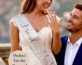 Custom Bride To Be Sash Glitter Bling Rings Personalized Bridal Gift I said yes sash bachelorette party sash wedding rehearsal gift idea