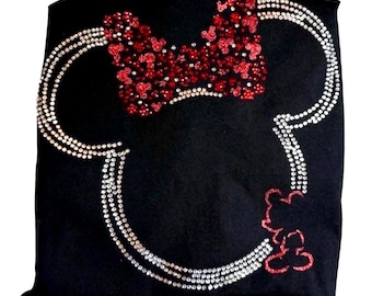 Custom rhinestone Mouse shirt personalized glitter Minnie tee cute minnie vacation top customized gift idea magic kingdom family trip