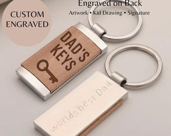 Personalized Dad Keychain Fathers Day Gift for Dad Best Dad Ever Key Ring Custom Engraved Keychain for Men Husband Grandpa Gift