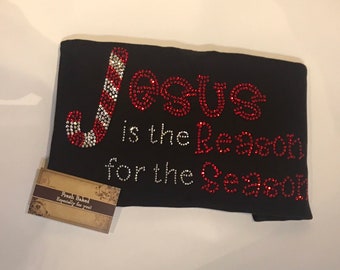 Bling Jesus is the Reason for the Season Women's Shirt | Womens Christian Holiday Shirts